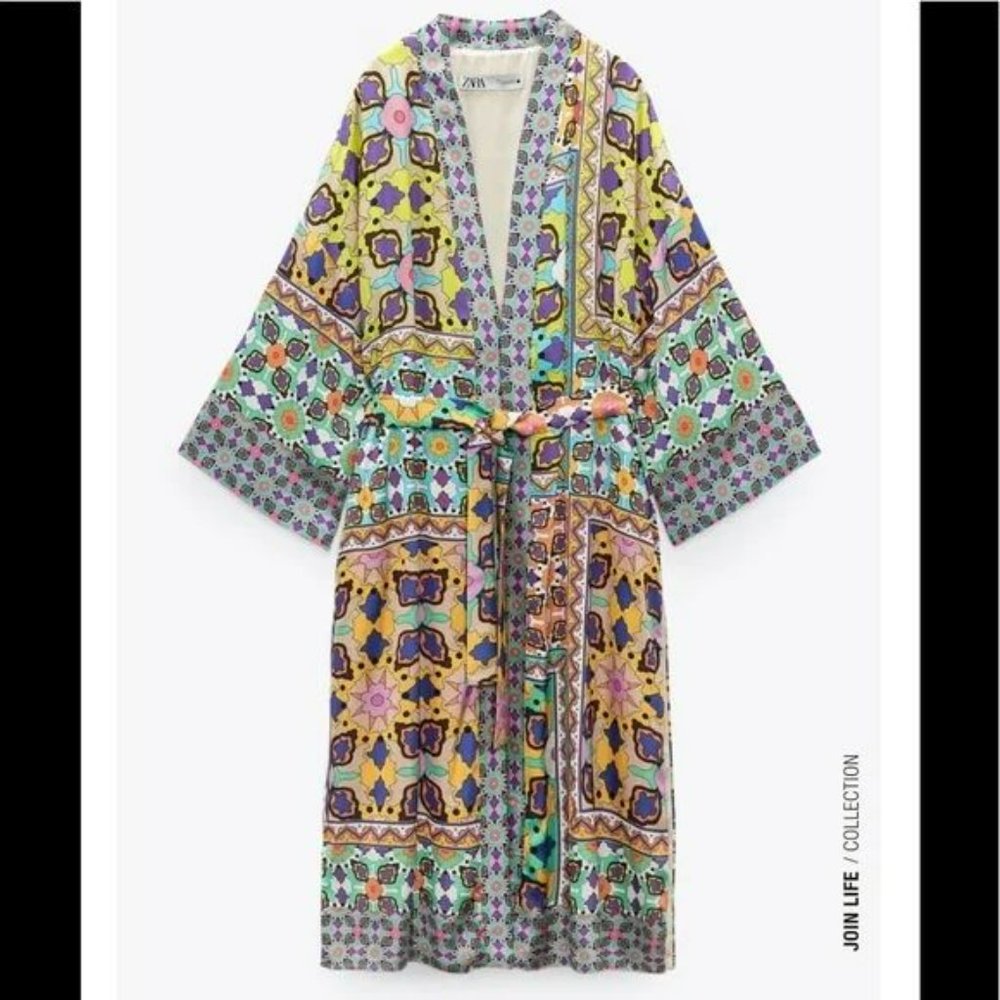ZARA BELTED KIMONO - Picture 4 of 8